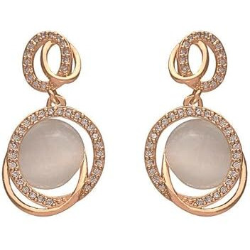 BLACKBOX Golden color Oval Moonstone Dangle korean Earrings for Women & Girls | Stylish & Fashionable Earring for Girlfriend | Accessories Jewellery for Women | Best Gift for Birthday & Anniversary