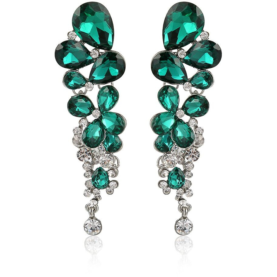 YouBella Fashion Jewellery Crystal Earrings for Girls and Women (GREEN)