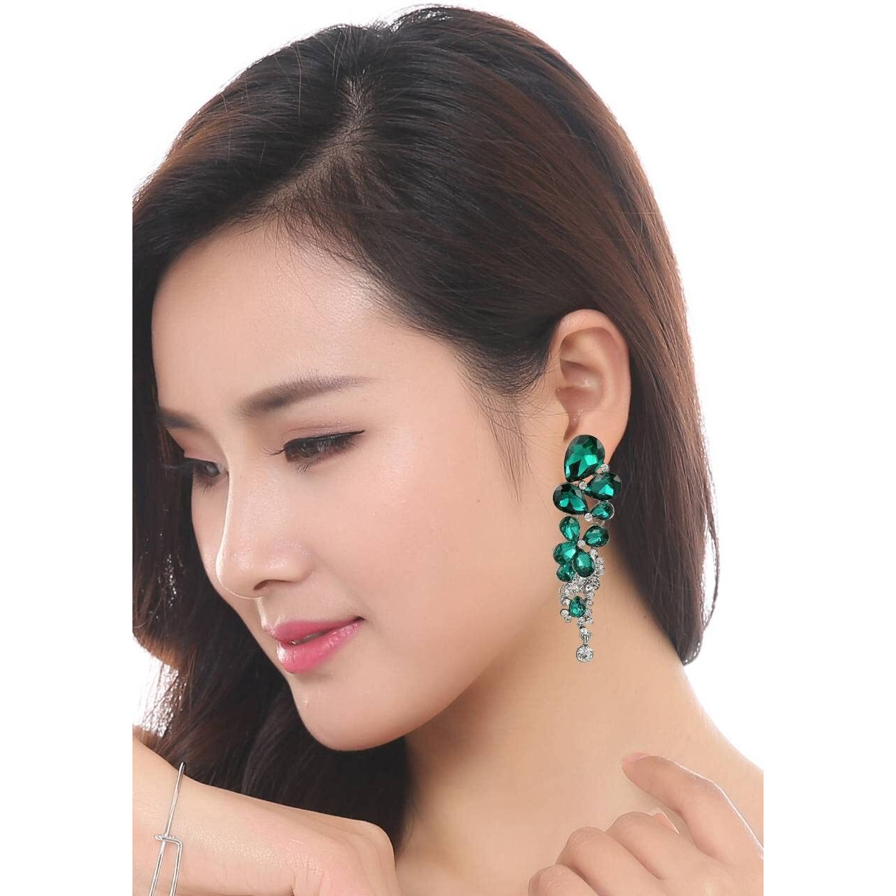YouBella Fashion Jewellery Crystal Earrings for Girls and Women (GREEN)