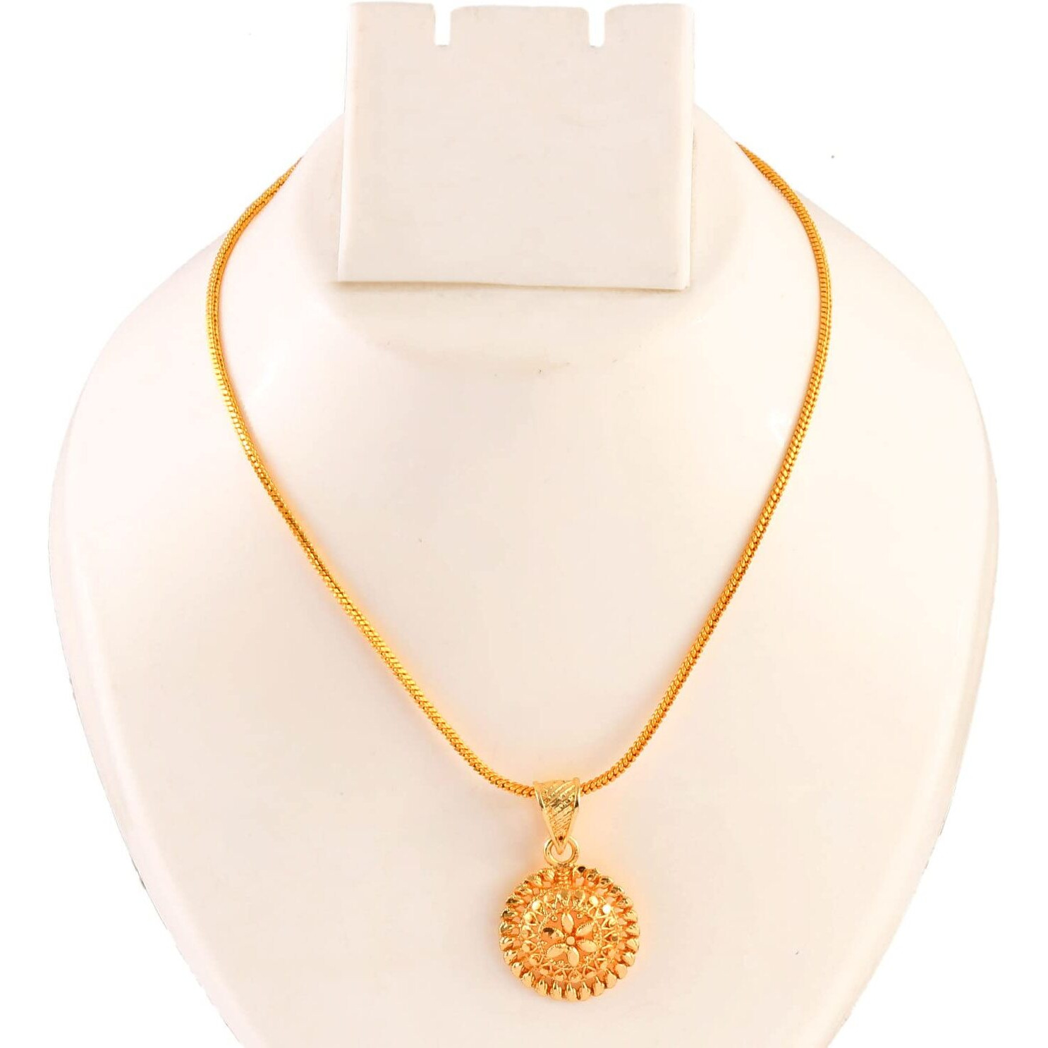 Jewar Mandi Round Gol/Heart Style Meena Work Gold Plated Locket/Pendant with Chain Daily use for Men, Women & Girls, Boys (Round Locket)