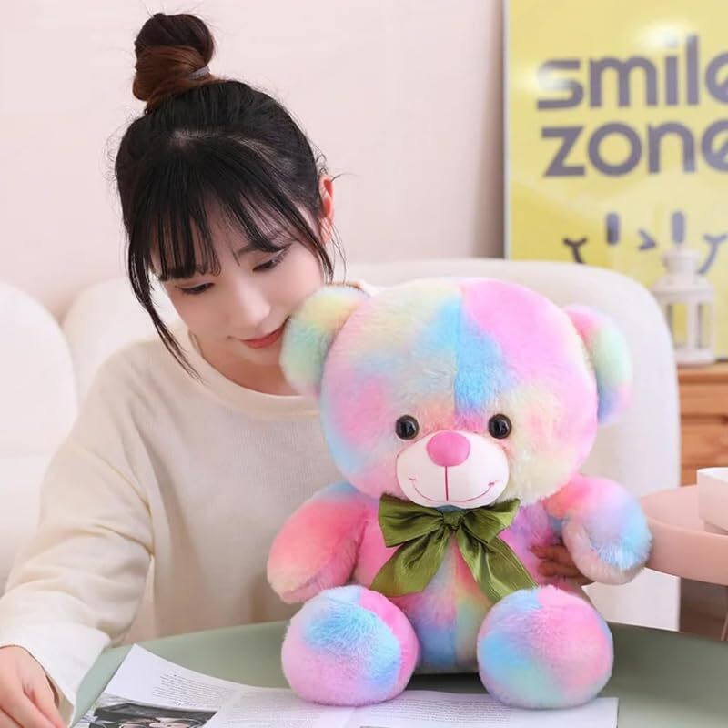 HUG n FEEL SOFT TOYS Rainbow Soft toy Lovable Huggable Cute Teddy Bear Plush toy Grandparents Best for Diwali, Baby Shower, Birthday, Raksha Bandhan, Housewarming (30cm multicolor)