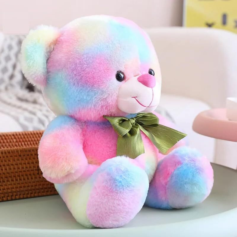 HUG n FEEL SOFT TOYS Rainbow Soft toy Lovable Huggable Cute Teddy Bear Plush toy Grandparents Best for Diwali, Baby Shower, Birthday, Raksha Bandhan, Housewarming (30cm multicolor)