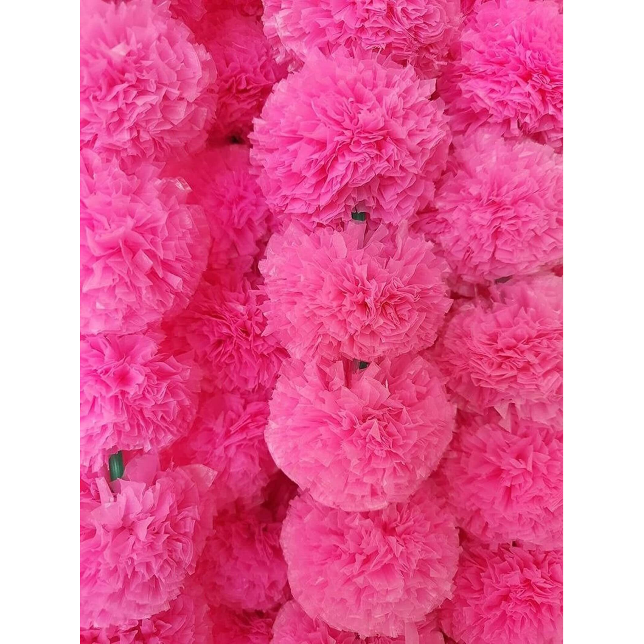 ABHAAS Artificial Marigold Fluffy Flowers for Decoration Garlands for Decoration Pooja Room Toran Indian genda phool for Wedding Festivals Diwali pongal /4.7 Feet/Set of 5 Mala (Pink)