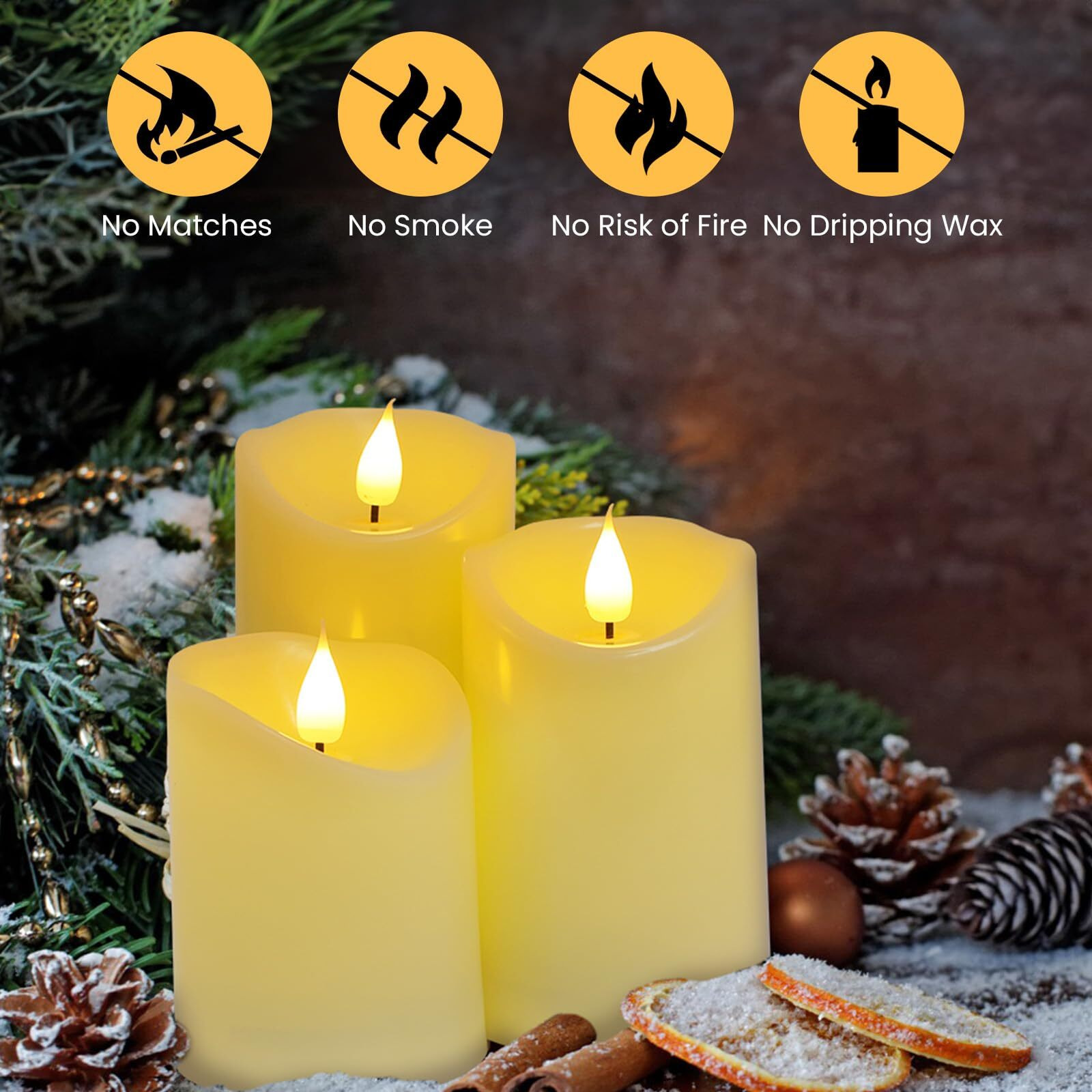 LTETTES Plastic Set Of 3(3Xh456)Flameless Ivory Waterdrop Wick Candles,Rechargeable Battery Powered Waterproof Led Candle With Remote Control For Home Decorations,Festivals,Diwali,Gifts&Occasions