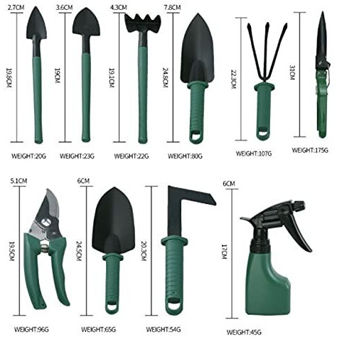 HASTHIP 10Pcs Gardening Tools for Home Gardening Kit Set Plant Care Including Anti-Rust Trowel Fork with Portable Storage Case - Diwali Gifts for Gardeners