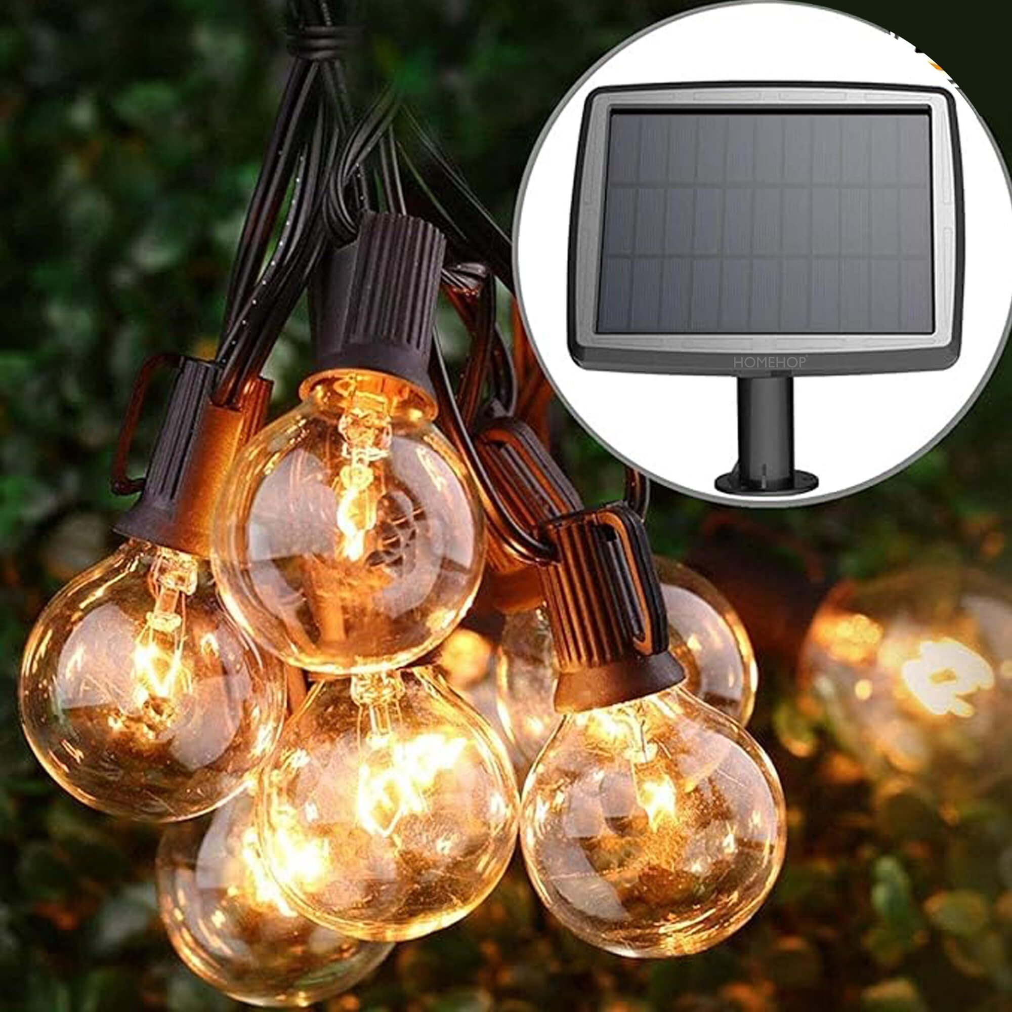 Homehop Solar Led G40 String Light for Home Garden Outdoor Balcony Terrace Wall Waterproof Rechargeable Decorative Hanging Lamp Diwali Decoration Item (16M,25 Leds)