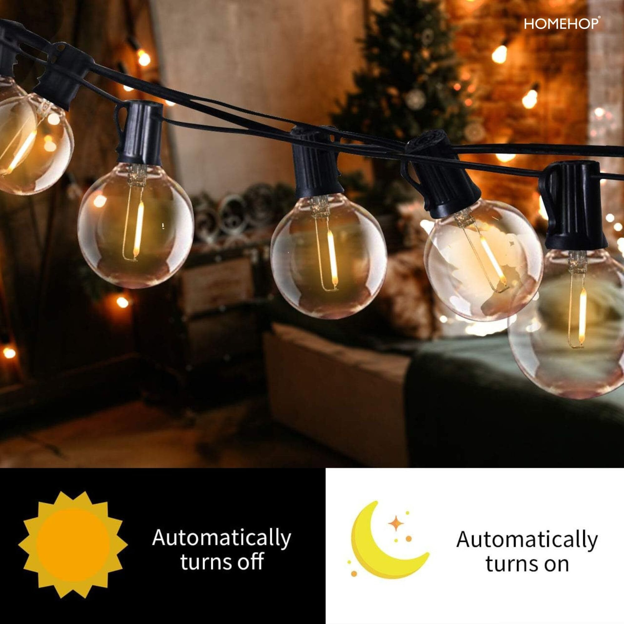 Homehop Solar Led G40 String Light for Home Garden Outdoor Balcony Terrace Wall Waterproof Rechargeable Decorative Hanging Lamp Diwali Decoration Item (16M,25 Leds)