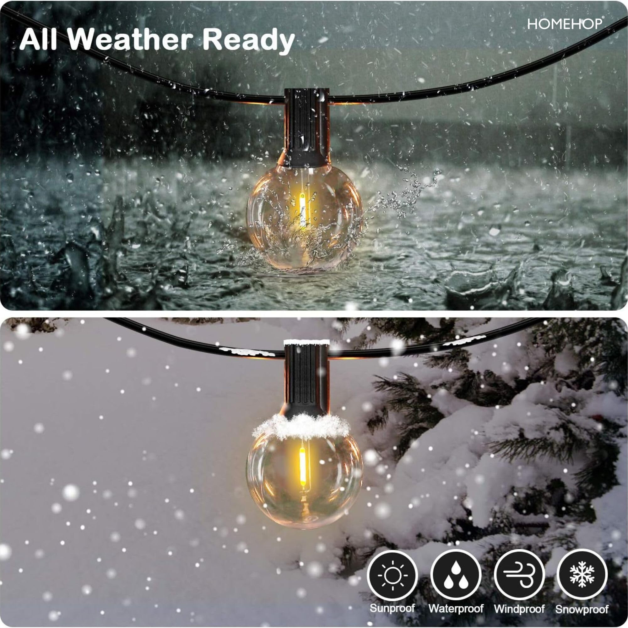 Homehop Solar Led G40 String Light for Home Garden Outdoor Balcony Terrace Wall Waterproof Rechargeable Decorative Hanging Lamp Diwali Decoration Item (16M,25 Leds)