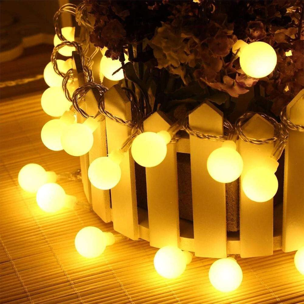 One94Store Milky Ball String Lights 14 Led (Plug-in) Decorative Lights for Diwali, Christmas, Party and Wedding Events (Warm White)(14 Led)(Plastic)