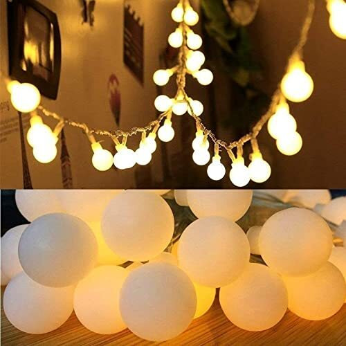 One94Store Milky Ball String Lights 14 Led (Plug-in) Decorative Lights for Diwali, Christmas, Party and Wedding Events (Warm White)(14 Led)(Plastic)