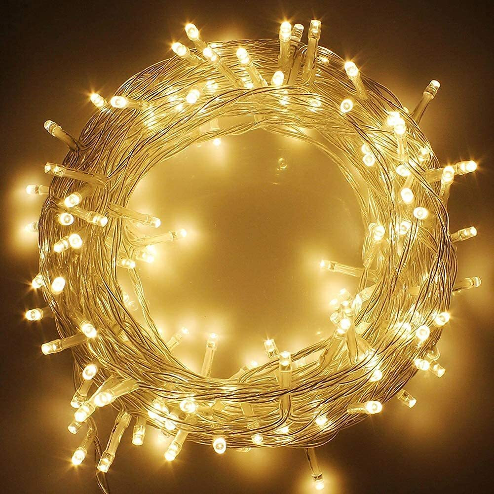 PESCA LED String Lights Serial Bulbs Ladi Decoration Lighting for Diwali Christmas (20 Meters) - Set of 2, Warm White