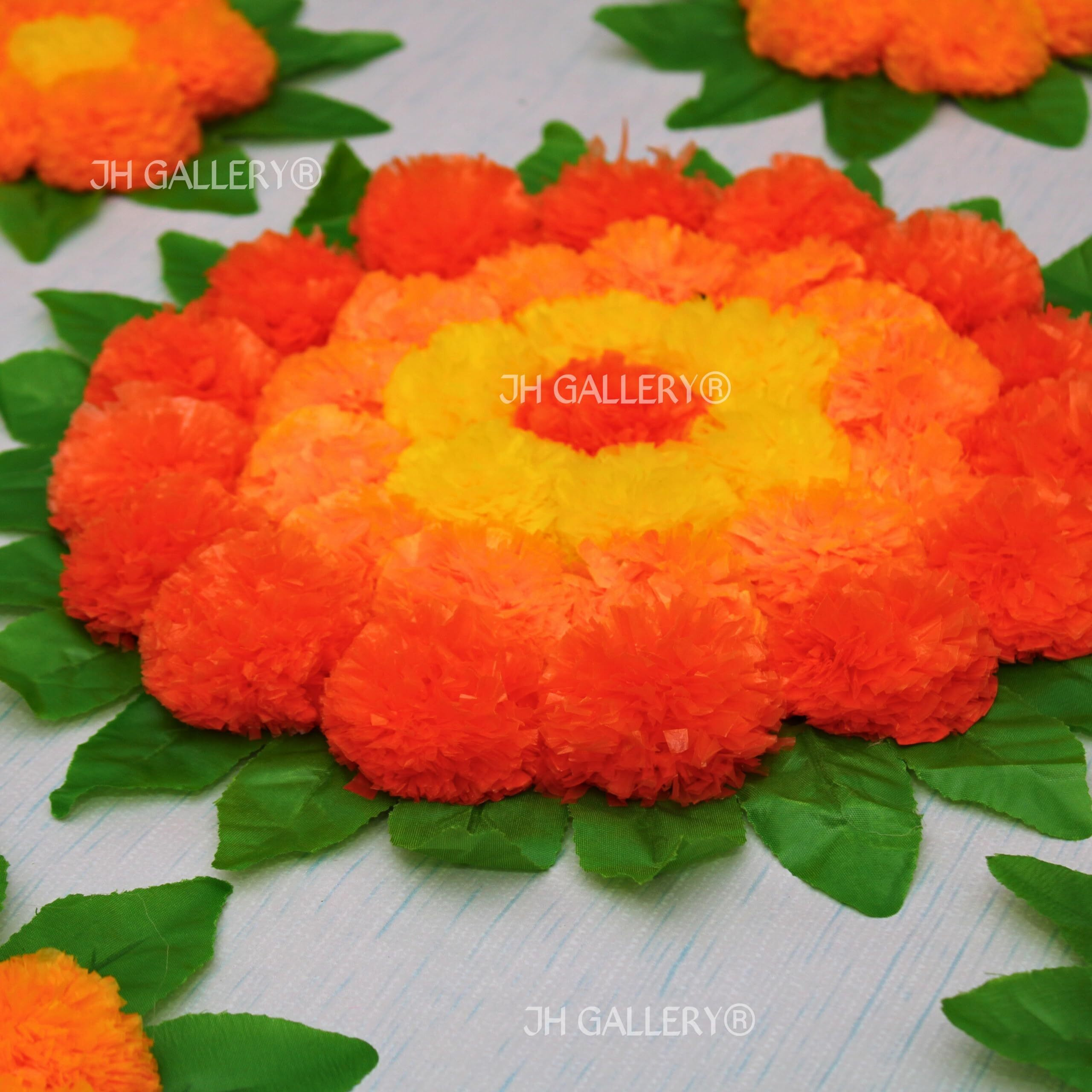 JH Gallery Plastic Handmade Artificial Flowers Rangoli Set Decoration Home Decor - Home And Pooja Room Decorative Floor Mats, Diwali Festive For Home Floor Decor, Multicolor