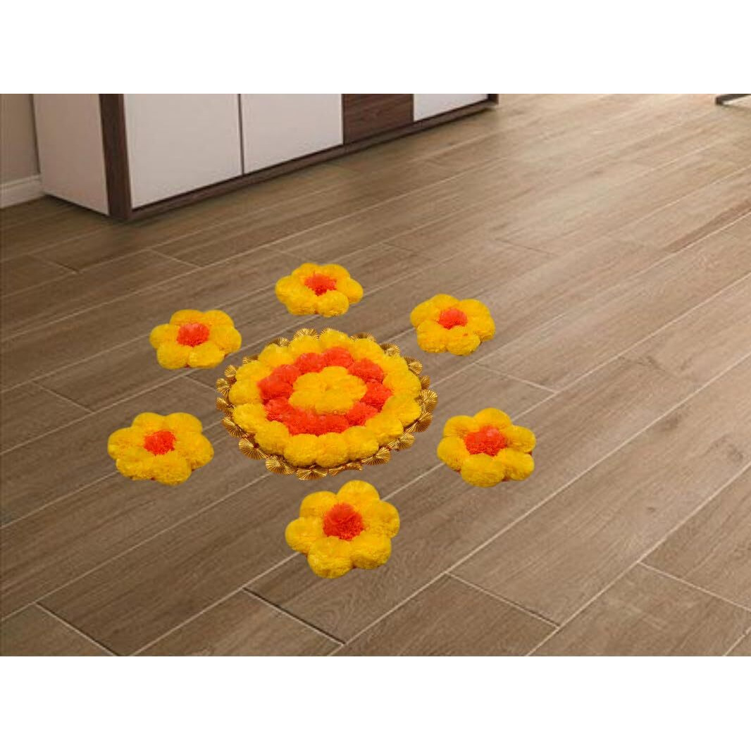 JH Gallery Handmade Artificial Flowers Rangoli Set Decoration Home Decor - Home and Pooja Room Decorative Floor Mats, Diwali Festive for Home Floor Decor