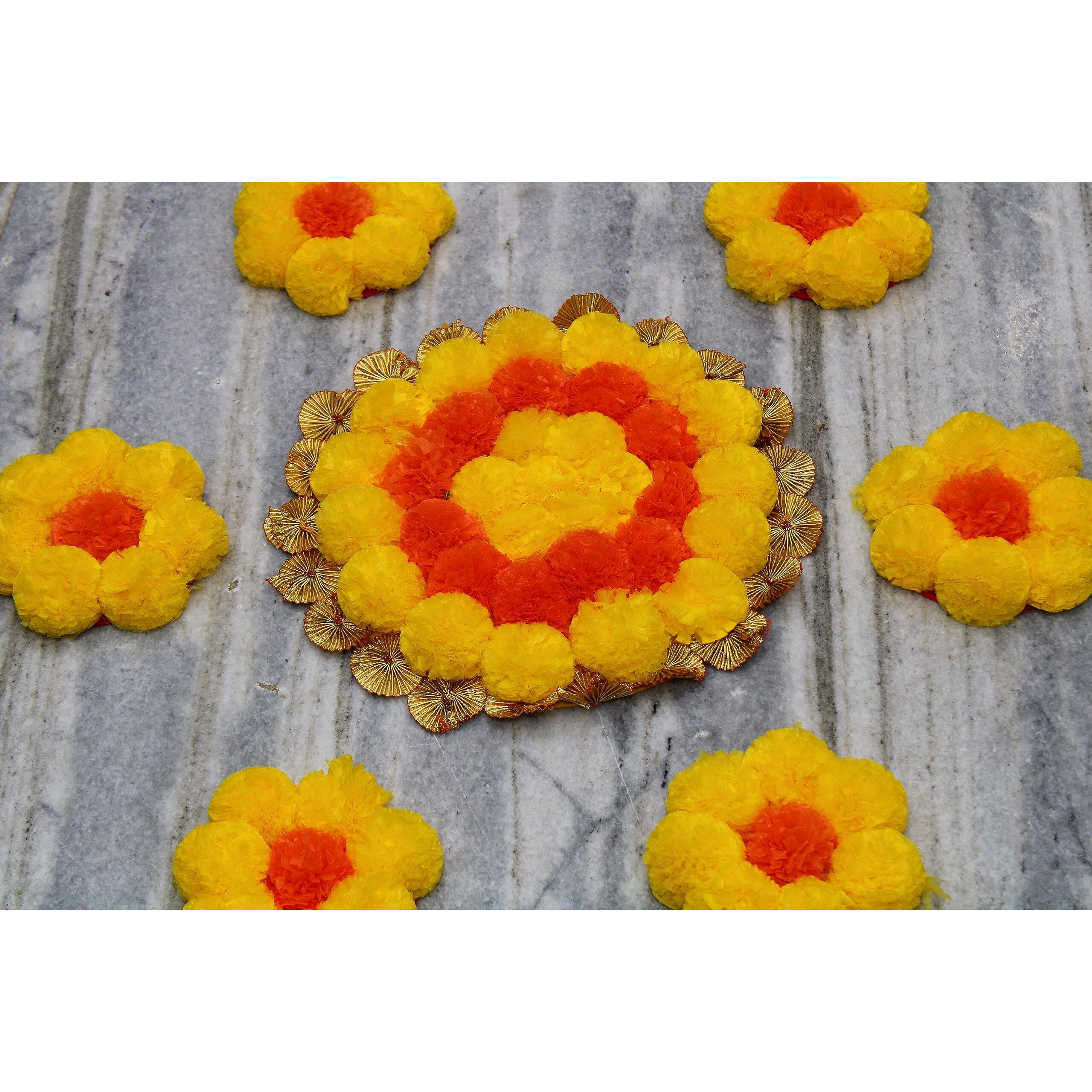 JH Gallery Handmade Artificial Flowers Rangoli Set Decoration Home Decor - Home and Pooja Room Decorative Floor Mats, Diwali Festive for Home Floor Decor