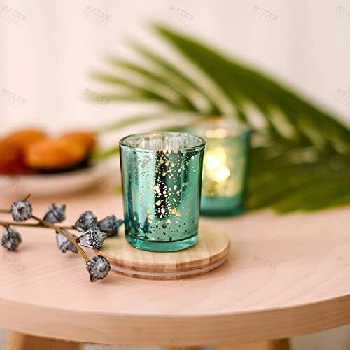 The Purple Tree Blue Mercury Votive Tealight Candle Holders for Diwali Christmas (Pack of 12) Diwali Tealights, Home Decor Gift Item, Diwali Decoration, Christmas tealight Glass