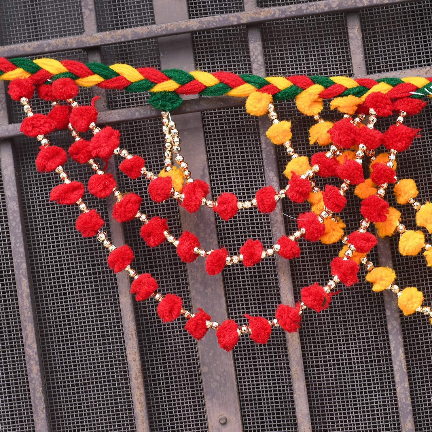 Collectible India Handmade Cotton Multicolour Toran/bandarbar/bandarwal for Main Door/Temple Door Ethnic Bandarwal Wall Hanging - Diwali Decoration Items for Home(Size 40 x 6 Inches)