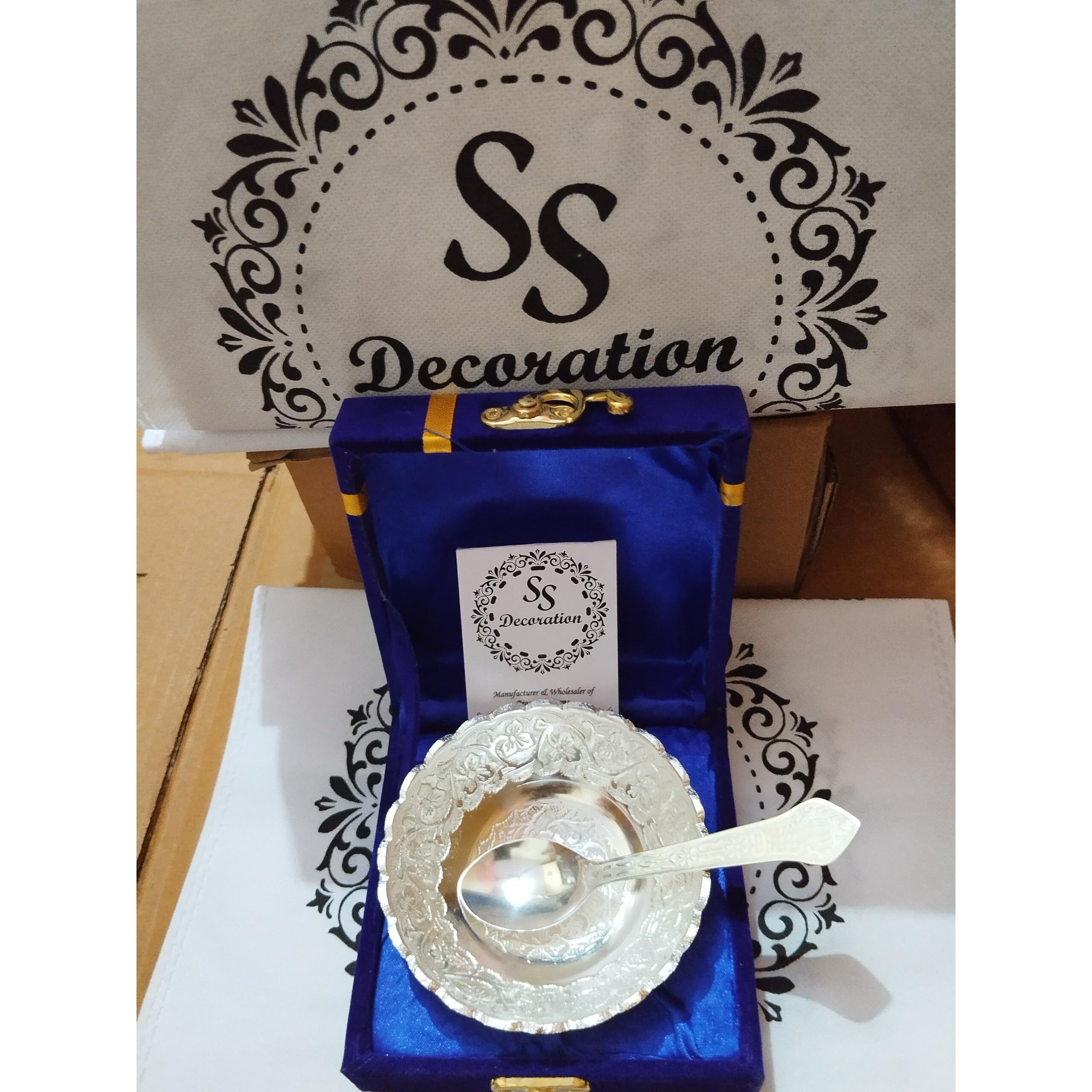 Ss Decoration Best Return Gift In Budget Price Brass Bowl With Spoon Pack Used For Diwali Gifting Dry Fruit, Sweets And Home Decor - 5.3 L