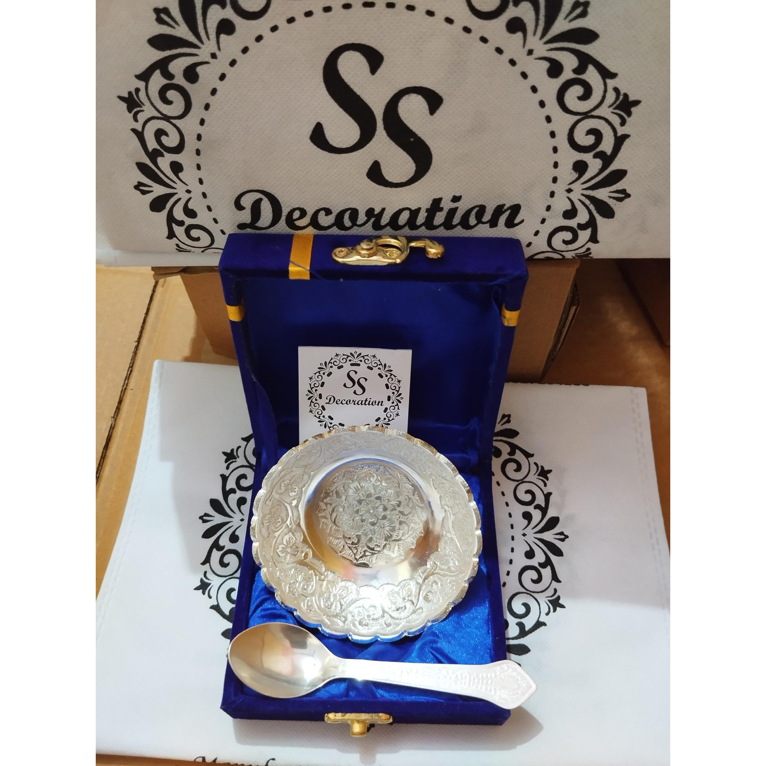 Ss Decoration Best Return Gift In Budget Price Brass Bowl With Spoon Pack Used For Diwali Gifting Dry Fruit, Sweets And Home Decor - 5.3 L