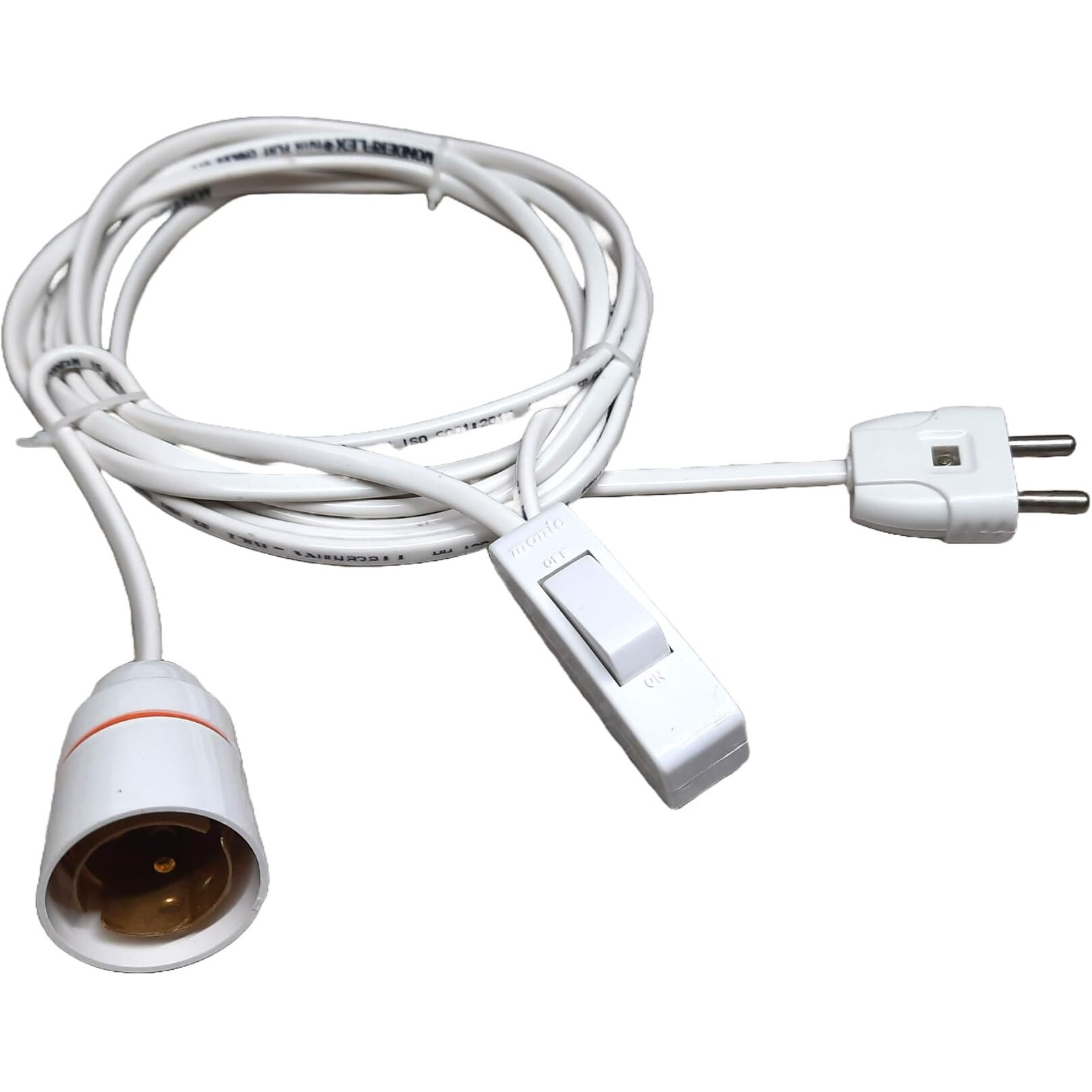 Exquisite Export International B22 Bulb Holder with on/off Pendent Switch & 2 Pin Plug Extension Cable for lamp hanging with flexible Wire for Home Diwali, Christmas Decoration with eBOOK (5 meter)