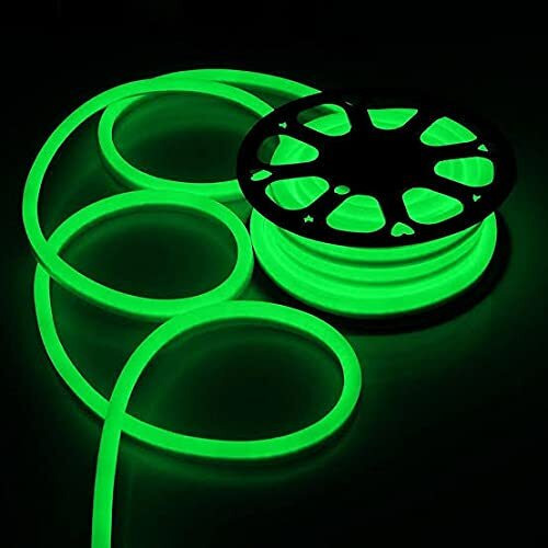 Khodiyar Online Store LED Strip Neon Rope Light (Green-03 Meter), Water Proof IP65, Indoor and Outdoor LED Flexible Strip Light with Aapter for Diwali and Christmas Home and Office Decoration.