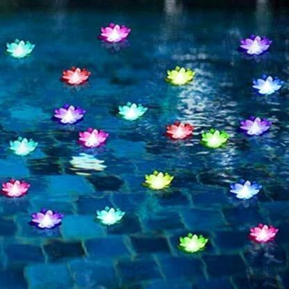 Genric Trending Trunks Water Sensor Floating Lotus Flower LED Tea Candles for for Pool, Pond, Glass Bowl, Diwali, ation (Pack of 3) Random Color *Made in India*