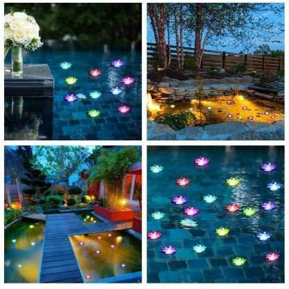 Genric Trending Trunks Water Sensor Floating Lotus Flower LED Tea Candles for for Pool, Pond, Glass Bowl, Diwali, ation (Pack of 3) Random Color *Made in India*