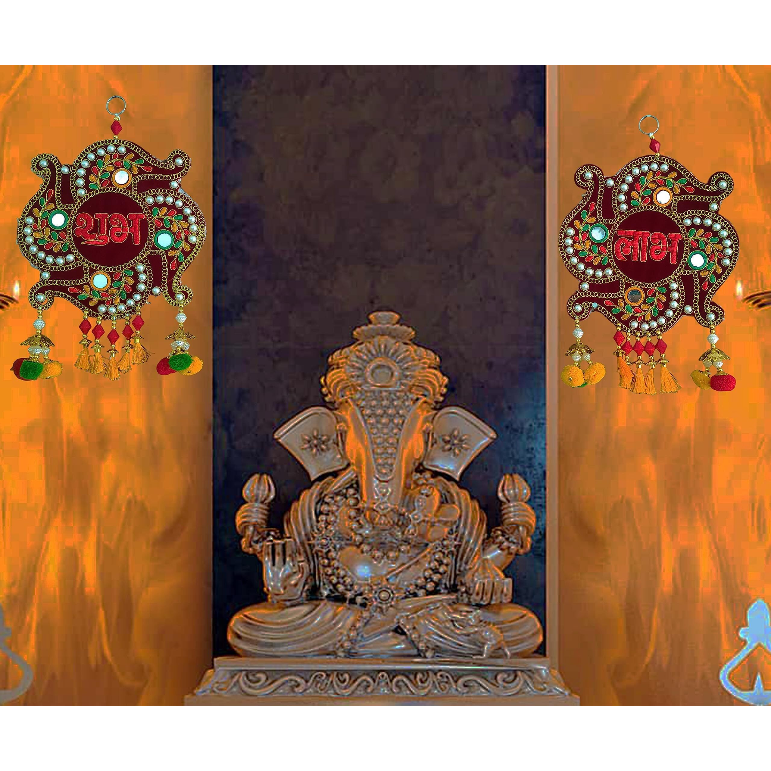 REPTUM DECOR Subh Labh Wall Hanging Diwali Decoration Wall Dcor- Set Of 2, Multicolor