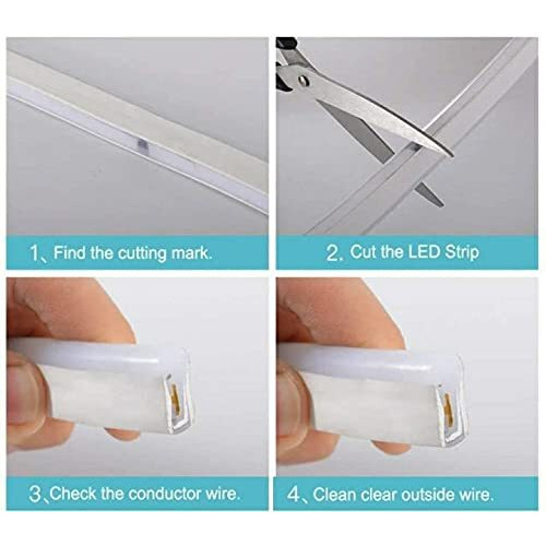 Khodiyar Online Store LED Strip Neon Rope Light (White-04 Meter), Water Proof IP65, Indoor and Outdoor LED Flexible Strip Light with Aapter for Diwali and Christmas Home and Office Decoration.