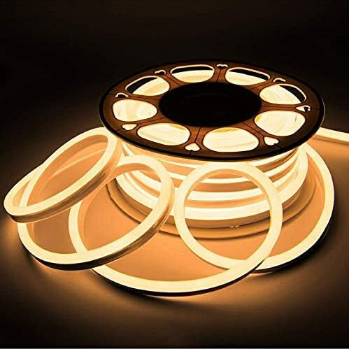 Khodiyar Online Store LED Strip Neon Rope Light (Warmwhite -4 Meter), Water Proof IP65, Indoor & Outdoor Flexible Strip Light with Aapter for Diwali and Christmas Home and Office Decoration.