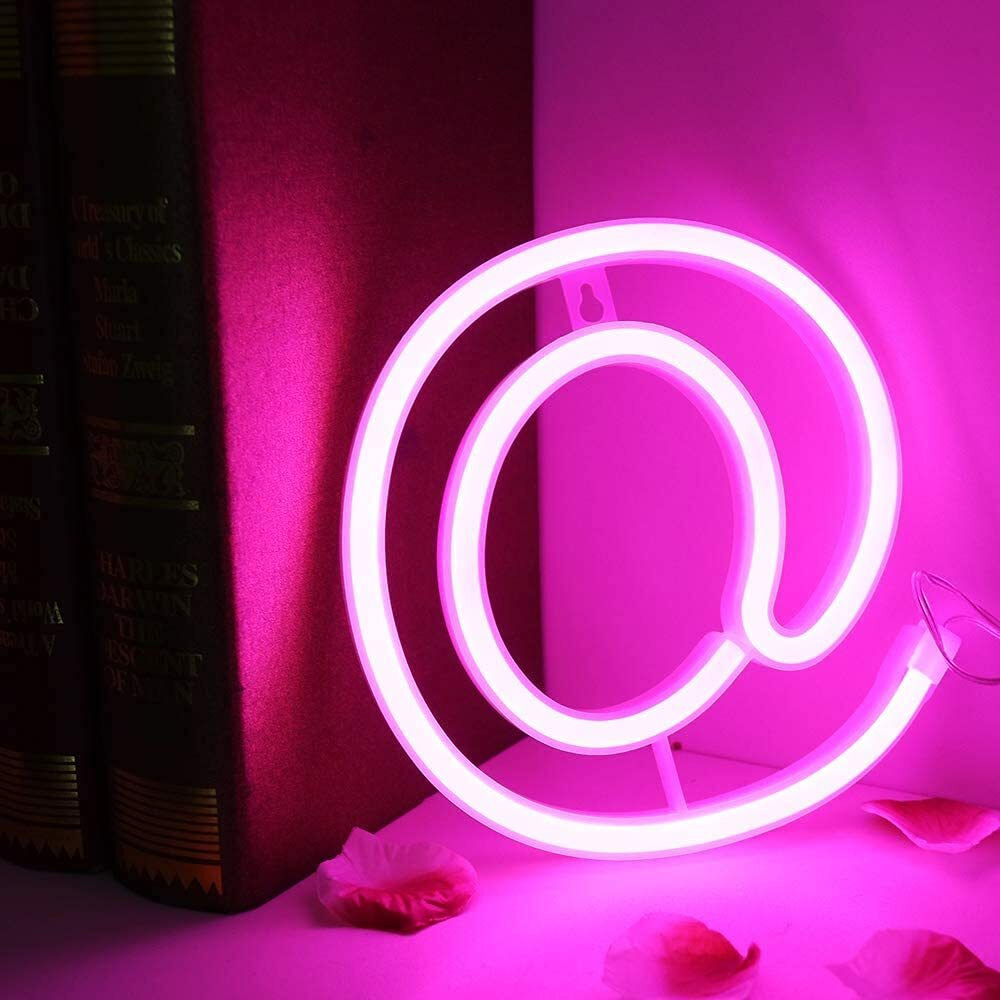 SATYAM KRAFT Marquee Alphabet Shaped Neon Led Light for Home Decoration and Wall Lamp, Pink, Diwali Decoration Item 1 Piece (Symbol-@)
