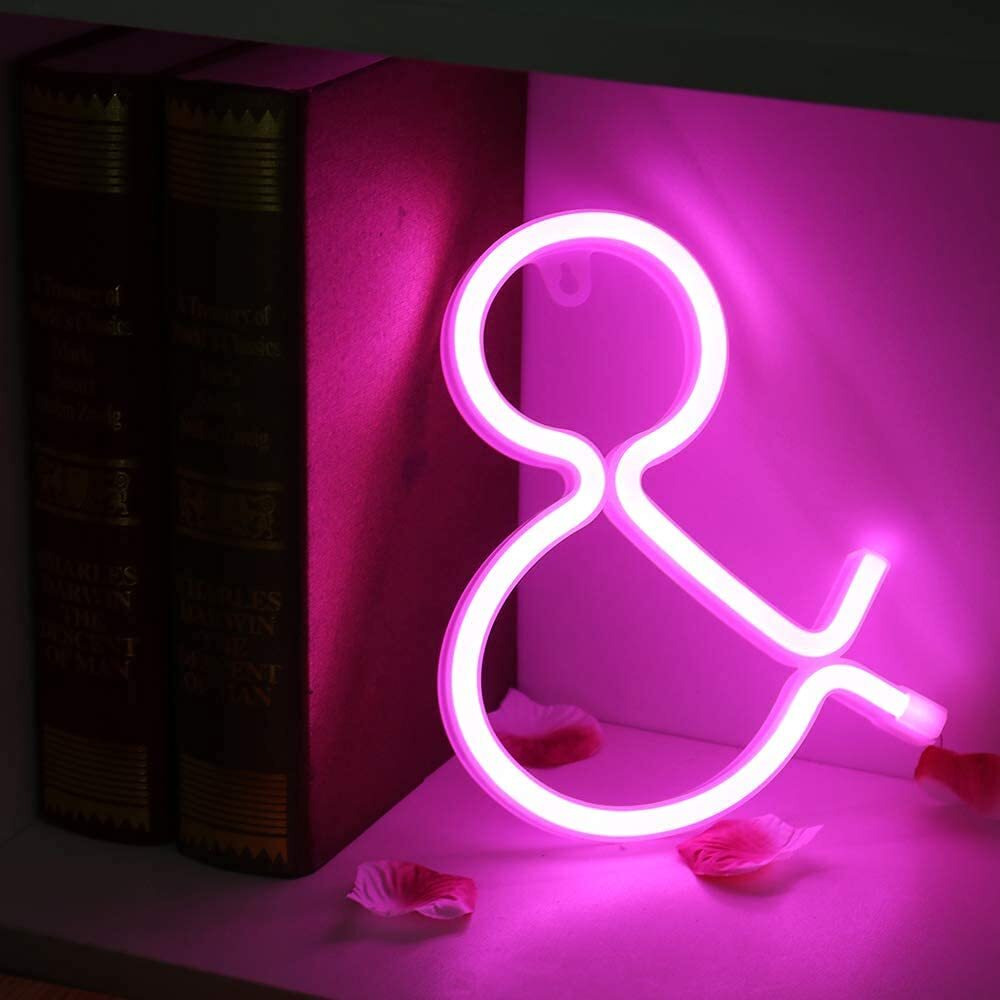 SATYAM KRAFT Marquee Alphabet Shaped symbol & Neon LED Light for Romantic Gift, Diwali Decoration Item, Night Light Lamp, Decorative Light and Wall Lamp (Pink,1 Piece) (Symbol-&)