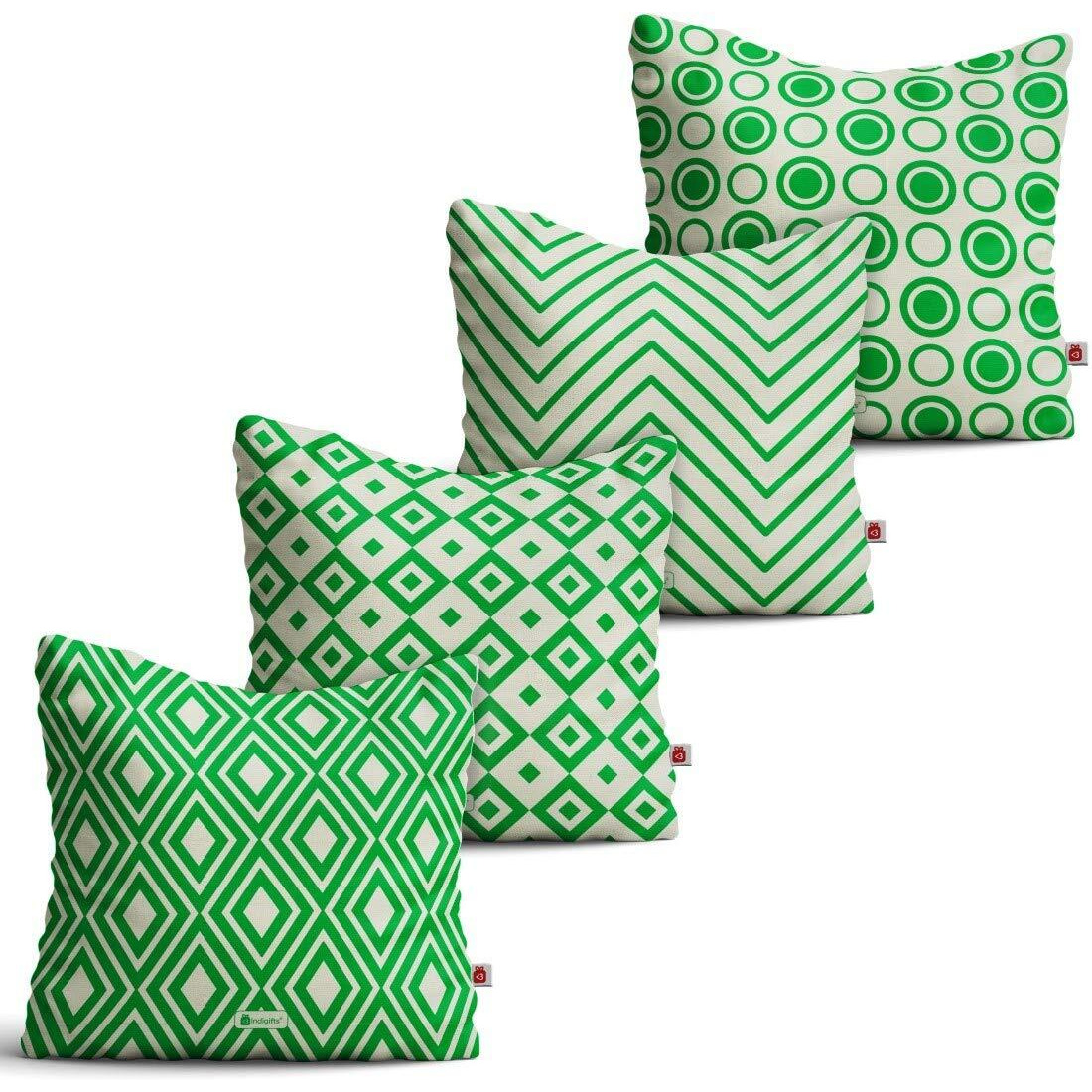 Indigifts Cushions Polymatte Abstract Print Designer Cushion Pillows for Home Decor Items Living Room, Diwali Decoration (16 x 16 inches, Multicolour) - Set of 4