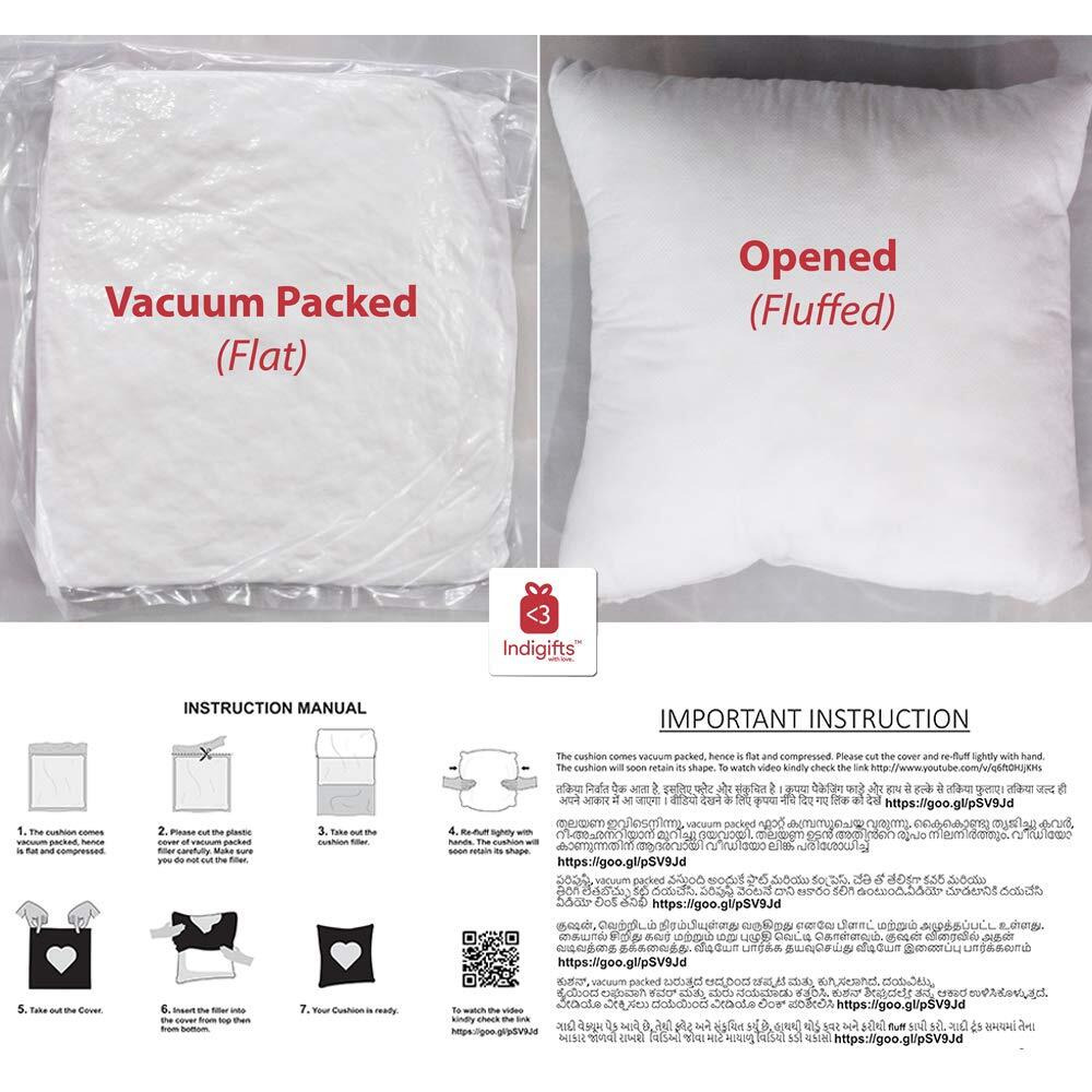 Indigifts Diwali Decoration Traditional Designer Micro Satin and Fibre Cushion Cover with Filler (White 12 x12-inch) - Set of 2