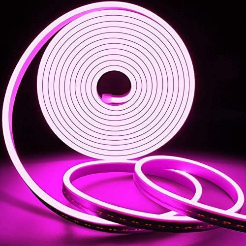 Rufous 5 Meter LED Neon Light Rope, Waterproof Outdoor Flexible Strip Light with Adapter for Diwali,Christmas,Home Decoration. (Pink)