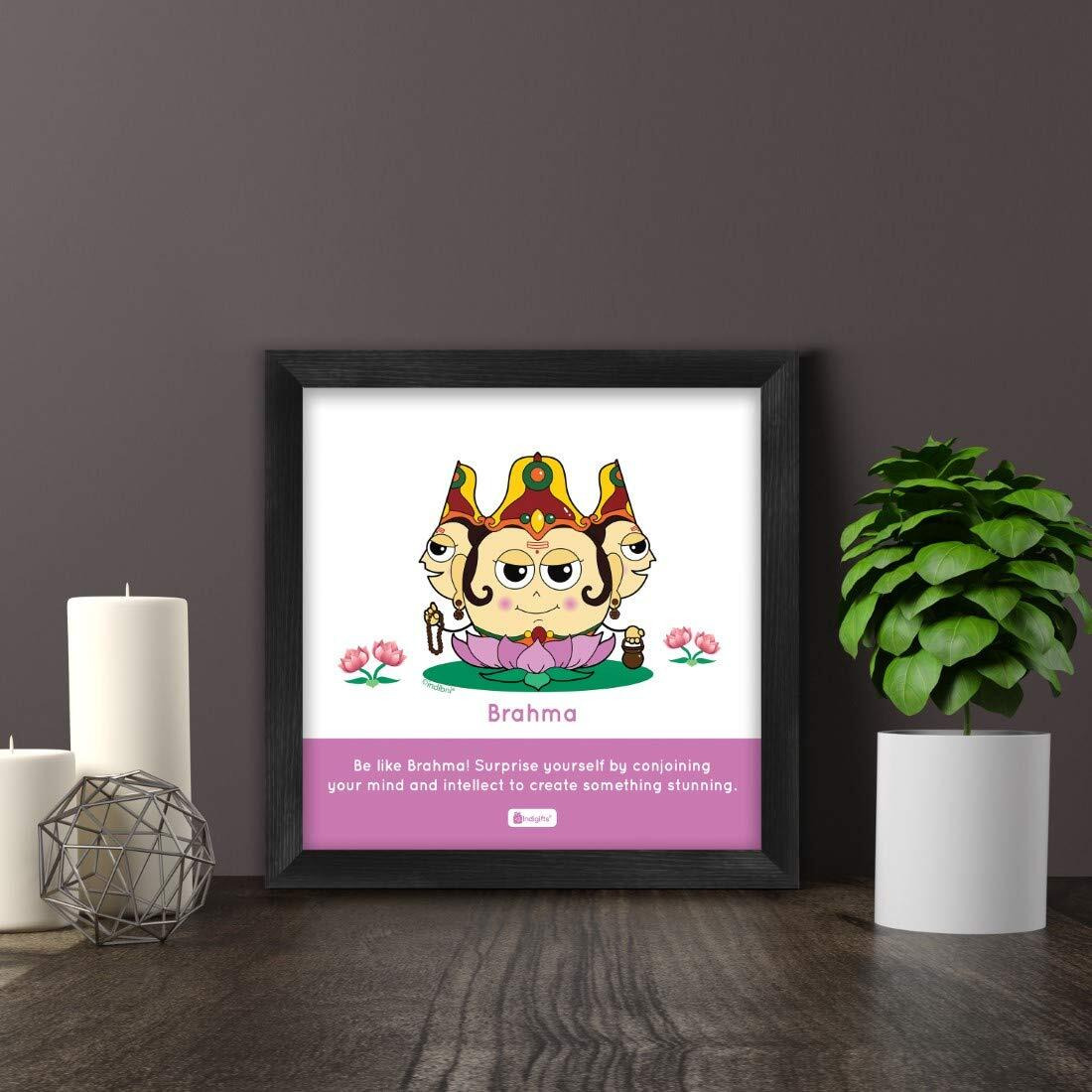 Indigifts Diwali Gifts for Family/Office Colleagues/Friends - Be Like Brahma Printed Poster Frame 6x6 Inches - India Souvenir Gifts| Religious Diwali Gift Items| Farewell Gift| Lord Brahma Poster