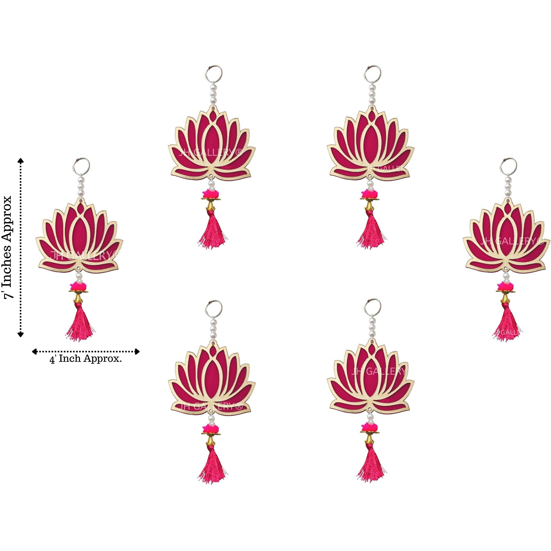 JH Gallery Acrylic Lotus Hangings For Decoration Floral Wall Hangings For Temple, Diwali Decor|Lotus Hangings For Decoration|Diwali Decoration Items For Home Decor|Pooja Decoration Items (Pack Of 12)