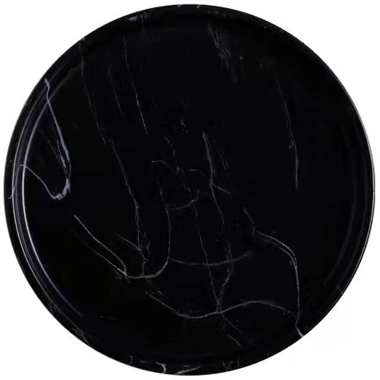 Elegant Marbled Round Jewelry Dish Key Holder, Black Ceramic Vanity Tray Bathroom Organizer for Soap Perfume Candle Small Plant, Mini Dresser Organizer Home Decor(Black, 4.5)