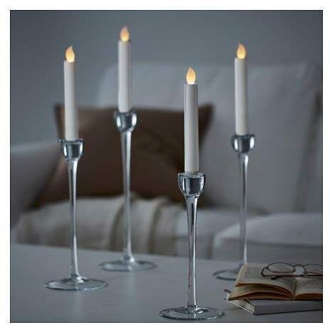 IKEA FULLTALIG Candlestick, Set of 3 Powder Coating Black Aluminum Candlestick Holder for Taper Candles, Table Romantic, Birthday, Dinner Home & Bar Decorative (No LED Candle Included)