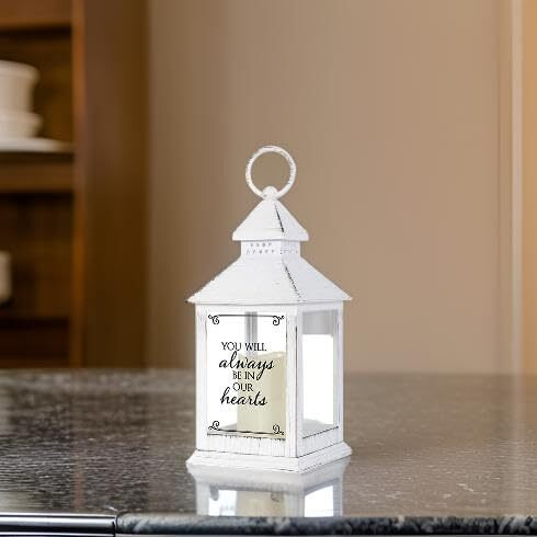 Distressed White Memorial Lantern with Flameless Candle (Father)
