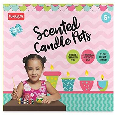 Funskool - Handycrafts Scented Candle Pots, Wax Candle Maker, Scents - French Vanilla, Green Apple, Lavender, Art and Craft Kit, Ages 5 Years and Above, Multicolour