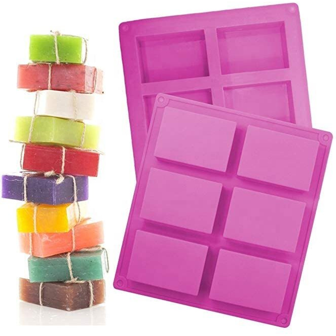 Grizzly 1 Pc Silicone 6 Cavity Rectangle Cake Mould Chocolate Soap Mould Baking Mould Soap Making Candle Craft (Rectangle Mould)