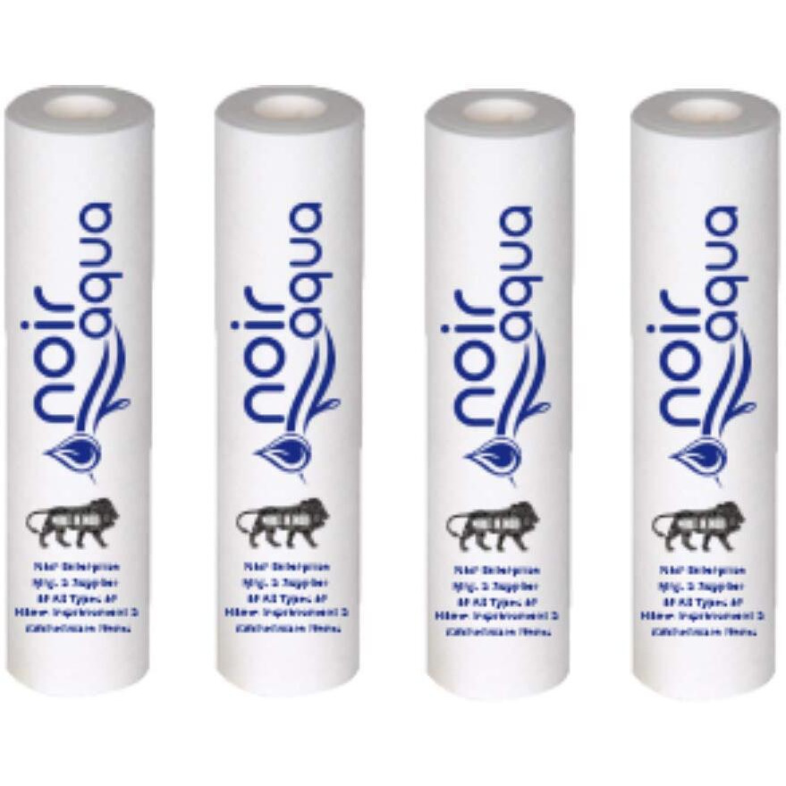 Noir Aqua - PP Spun Filter/Cartridge for All Types of RO Water purifiers (White, 10 Inch, 5 Micron) Pack of 4 | RO Water Purifier Cartridge, Water Filter Candle