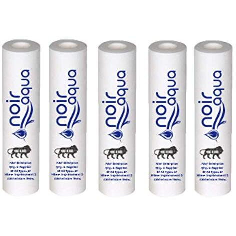 Noir Aqua PP Spun Filter/Cartridge for All Types of RO Water purifiers (10 Inch, 5 Micron) Pack of 5 | RO Water Purifier Cartridge, RO Spun Filter Cartridge Sponge Replacement Water Filter Candle
