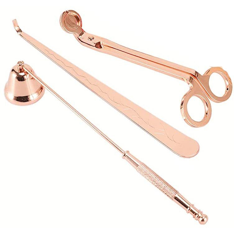 HASTHIP 3 in 1 Candle Accessory Set, Candle Wick Trimmer, Candle Snuffer, Candle Wick Dipper, Gift Packing,Essential Supplies for Scented Candle Lover (Gold)