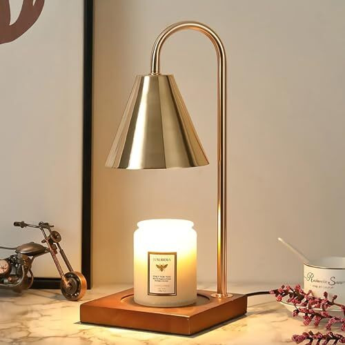 AuraDecor Candle Warmer Lamp Dimmmable Light Electric Candle Wax Warmer Lamp with 2 Bulbs, Candle Melting Lamp with Premium Scented Jar Candle (Black)