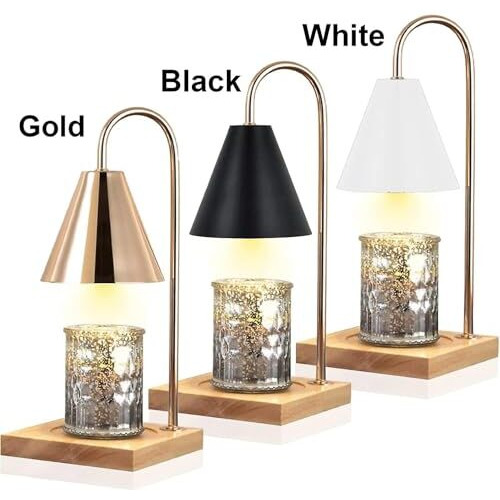 AuraDecor Candle Warmer Lamp Dimmmable Light Electric Candle Wax Warmer Lamp with 2 Bulbs, Candle Melting Lamp with Premium Scented Jar Candle (Black)