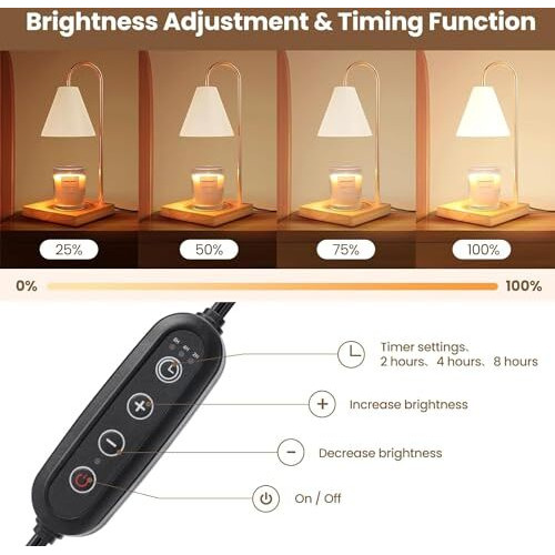 AuraDecor Candle Warmer Lamp Dimmmable Light Electric Candle Wax Warmer Lamp with 2 Bulbs, Candle Melting Lamp with Premium Scented Jar Candle (Black)