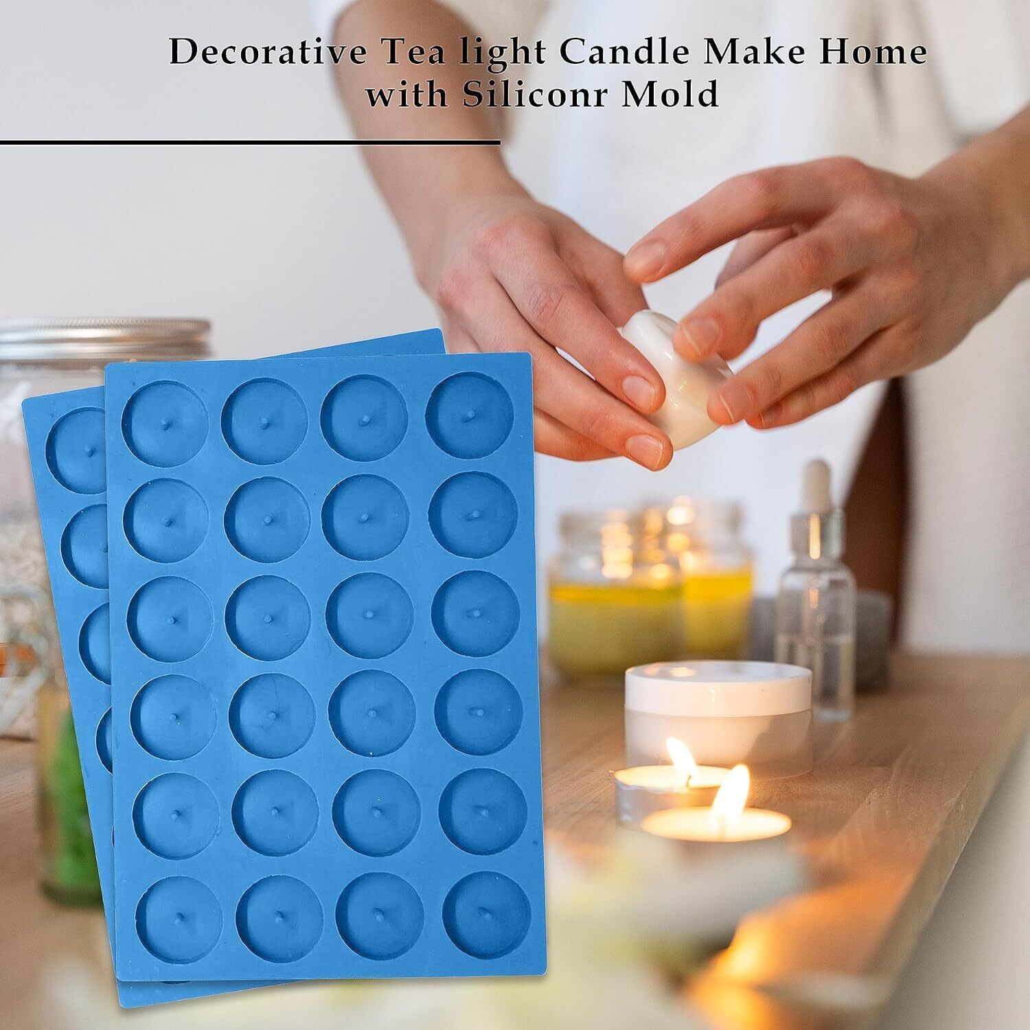 KARP 24 Cavity Tealight Candle Molds for Candles Making Cake Decoration, Easy to Demold-1 Qty Mix Color