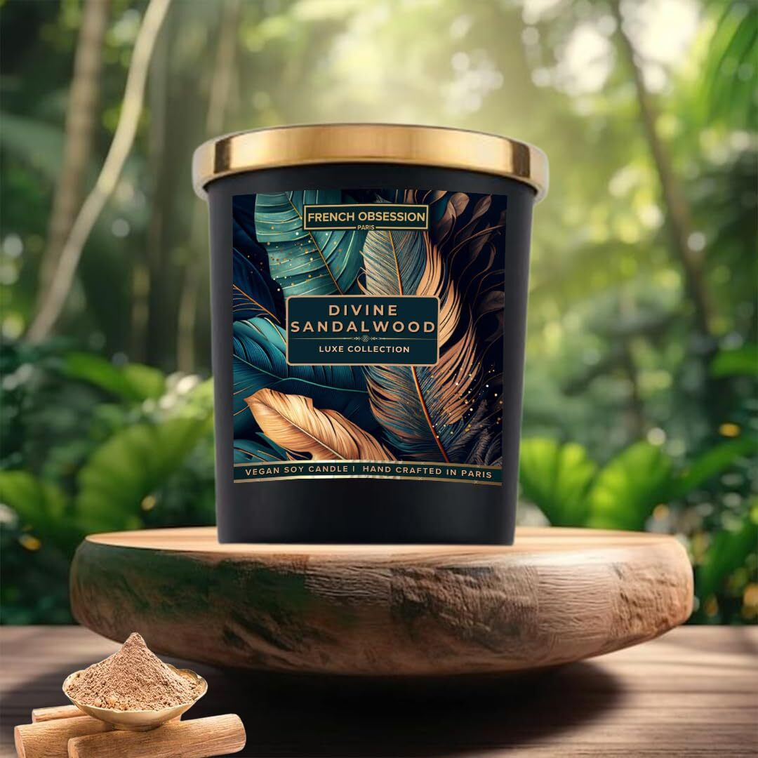 French Obsession Scented Candles for Home Decor, Bedroom| Scented Candle Gift Set for Wife, Girlfriend|560 gm| Burn 60+Hrs | Aroma Therapy Candles| Fragrance Candles for Home | Sandalwood