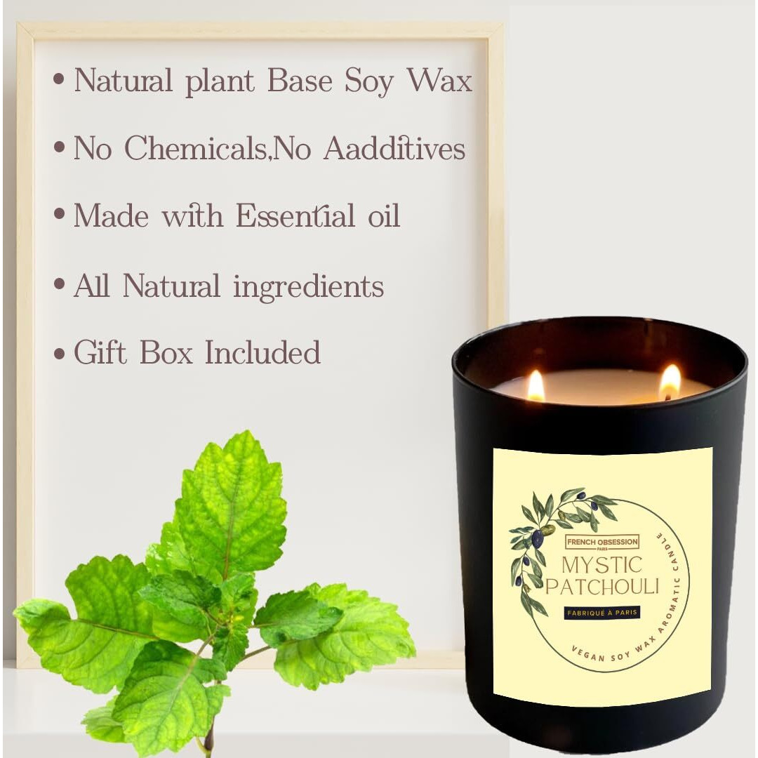 French Obsession Scented Candles for Home decor, Bedroom| Scented Candle Gift Set for Wife, Girlfriend|560 gm| Burn 60+ Hr| Aroma Therapy Candles| Fragrance Candles for Home | Patchouli